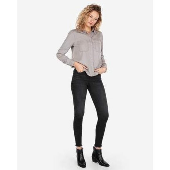 Express Tops - NWT Express Snap Front Silky Soft Twill Shirt XS